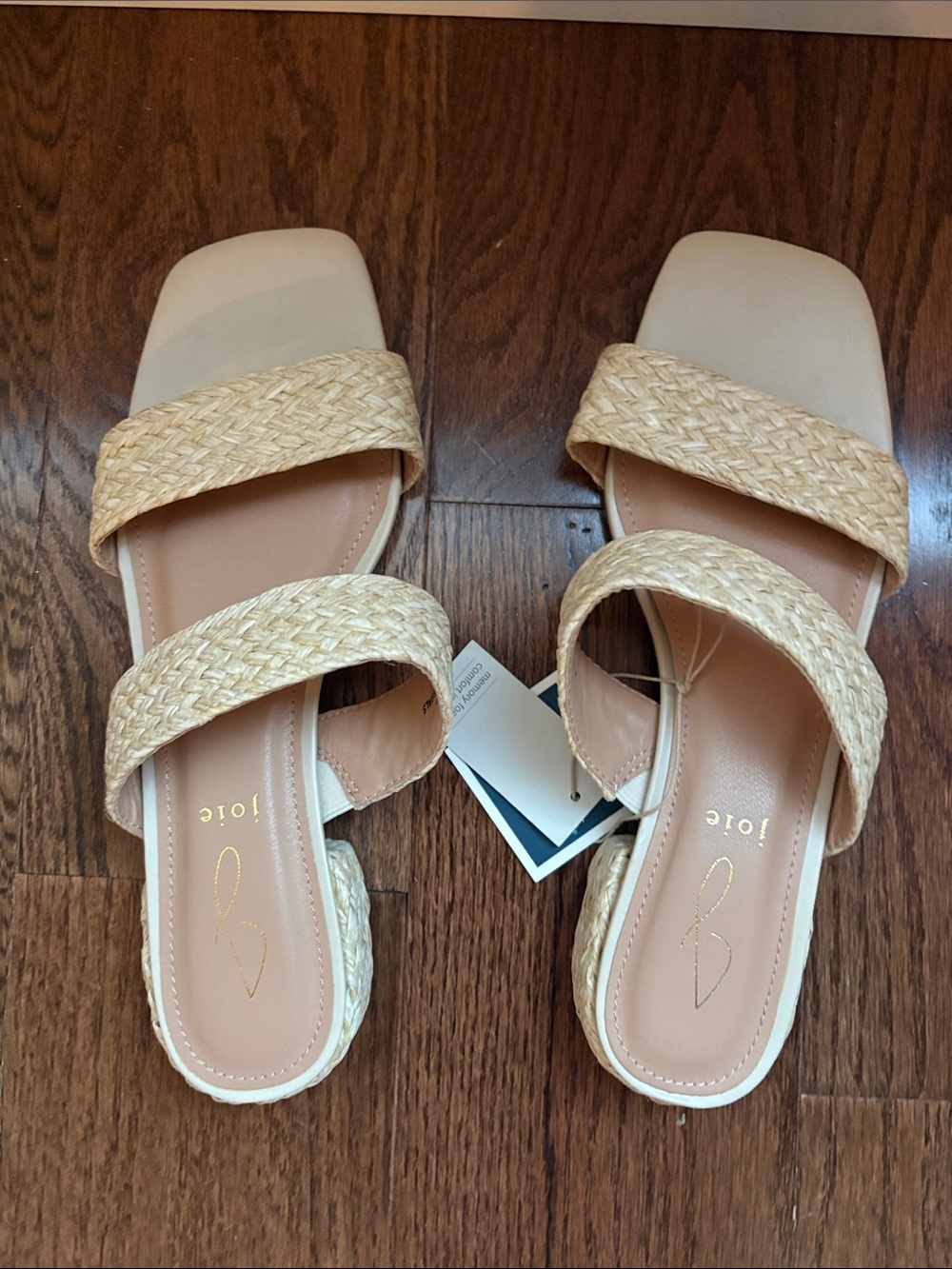 Joie Natural Woven Double-Strap Slide Sandals